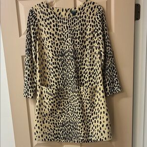 J. Crew Cream and Black Spotted Long Sleeve Dress